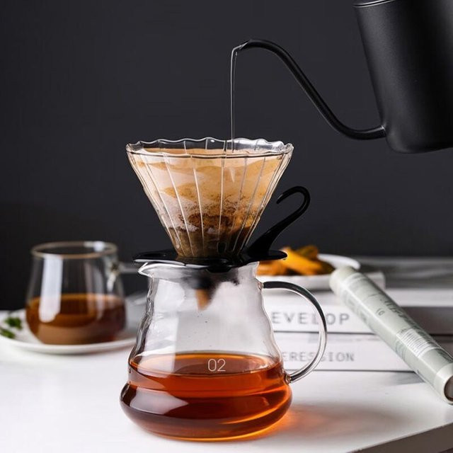 CLITON Pour-Over Kaffeefilter aus Glas mit feinem Netz in Schwarz und Transparent für 1-2 Tassen - Bild 1