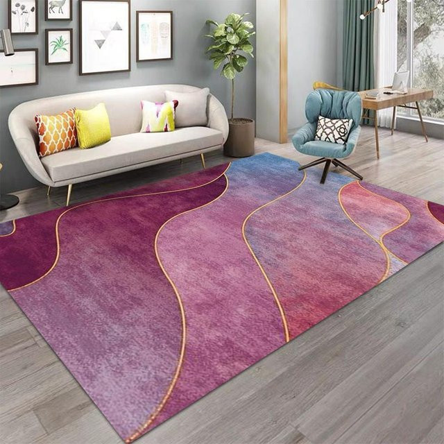 Karpetti Teppichläufer mit nordischem geometrischem Druck, Waschbar und Rutschfest, B/L: 120 x 160 cm, Mehrfarbig - Bild 1
