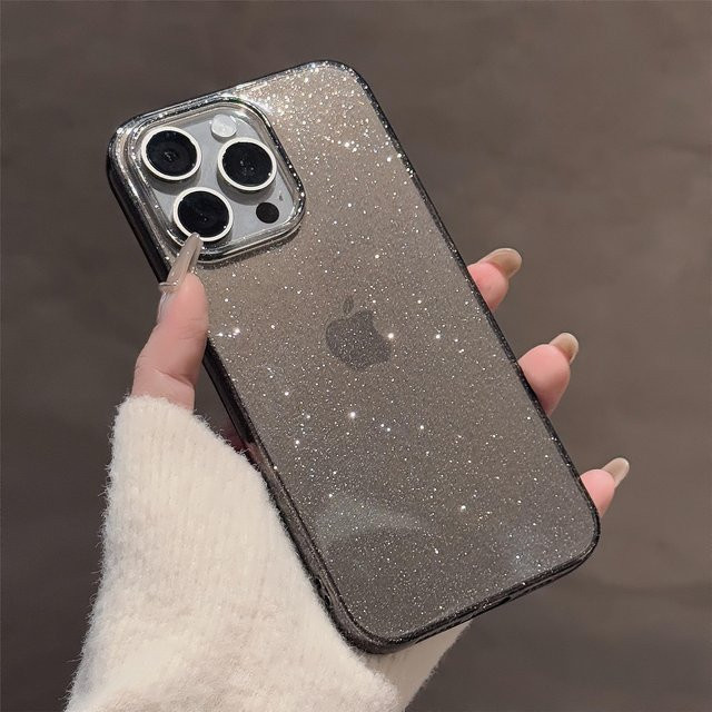 Transparente Glitzer-Handyhülle von Yiran für iPhone 15 Pro, 14, 13, 12, 11, X, XR, XS, 7, 8 Plus, stoßfest und glänzend in Klar - Bild 1