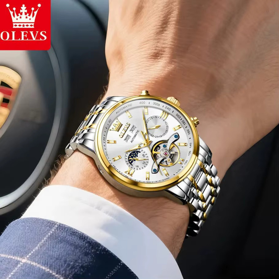 OLEVS Armbanduhr, Quarz, Edelstahl, Silber, Herren - Bild 4