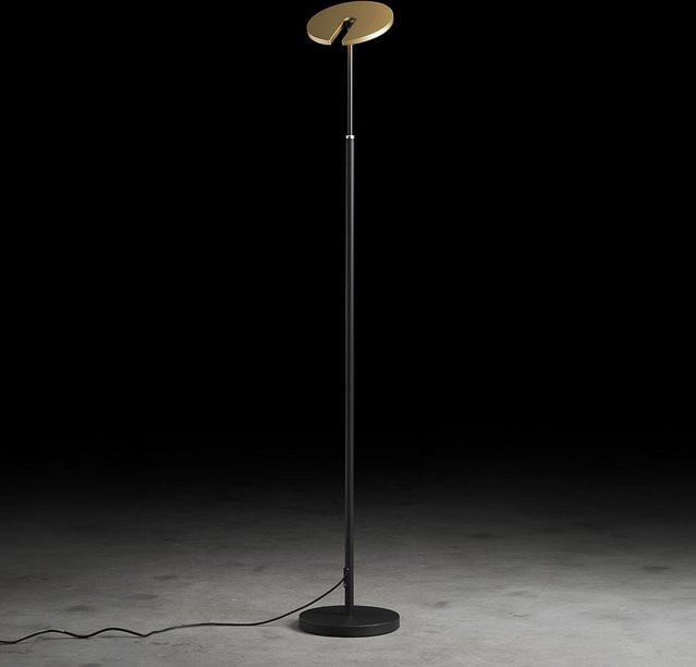 Holtkötter SuperNova S LED-Deckenfluter in Schwarz und Messing, höhenverstellbar, dimmbar und mit warmweißem Licht (2700K) - Bild 1