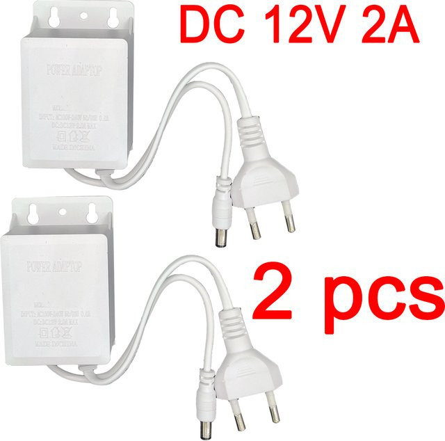 JIENUO 2er Set Wasserdichter Power Adapter EU Universal Netzteil mit DC 12 V Ausgang, Weiß - Bild 1