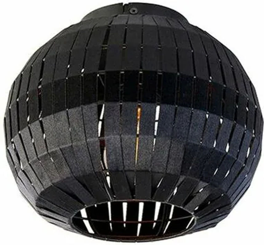 Moderne Deckenlampe QAZQA in Schwarz aus Stahl und Stoff mit E27 Fassung, Durchmesser: 26 cm - Bild 1