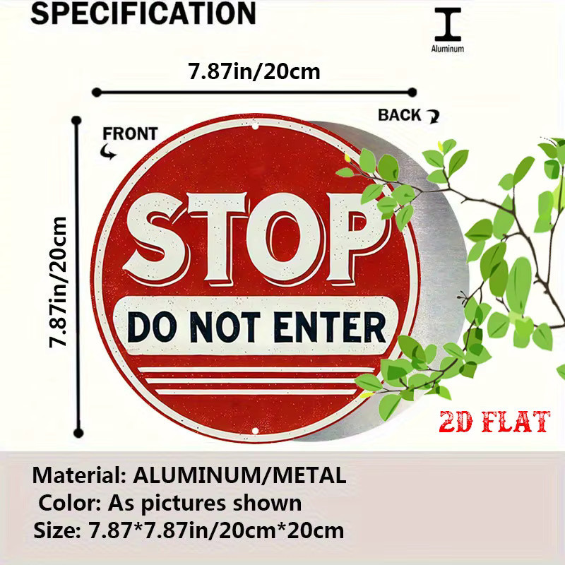 Rundes Aluminium-Metallschild von Potdemiel mit Stoppschild-Warntext in Rot, Durchmesser: 20 cm - Bild 2