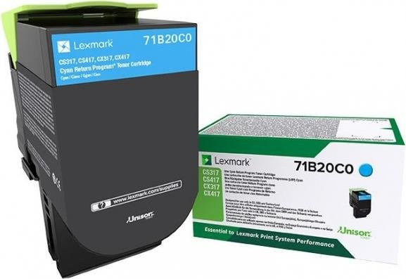 Original Lexmark Tonerpatrone 71B20C0 Cyan für CS317 CS417 CS517 CX317 CX417 CX517 mit 2300 Seiten Reichweite - Bild 1