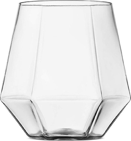 Wolfman Whiskyglas aus Kunststoff in sechseckigem Diamantglas-Design mit Goldrand, transparent/weiß