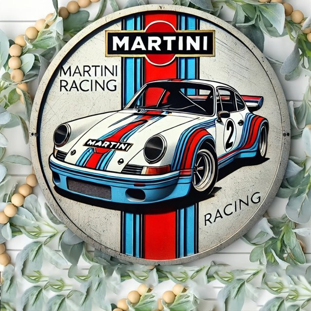 HELLOYOUNG Metallschild mit Martini-Rennmotiv als Wanddekor, B/H: 20 x 20 cm - Bild 1