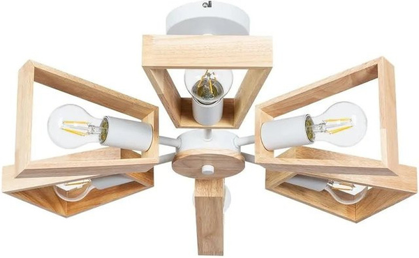 ARTE LAMP LED Kronleuchter im Loft-Design aus Holz und Metall in Weiß