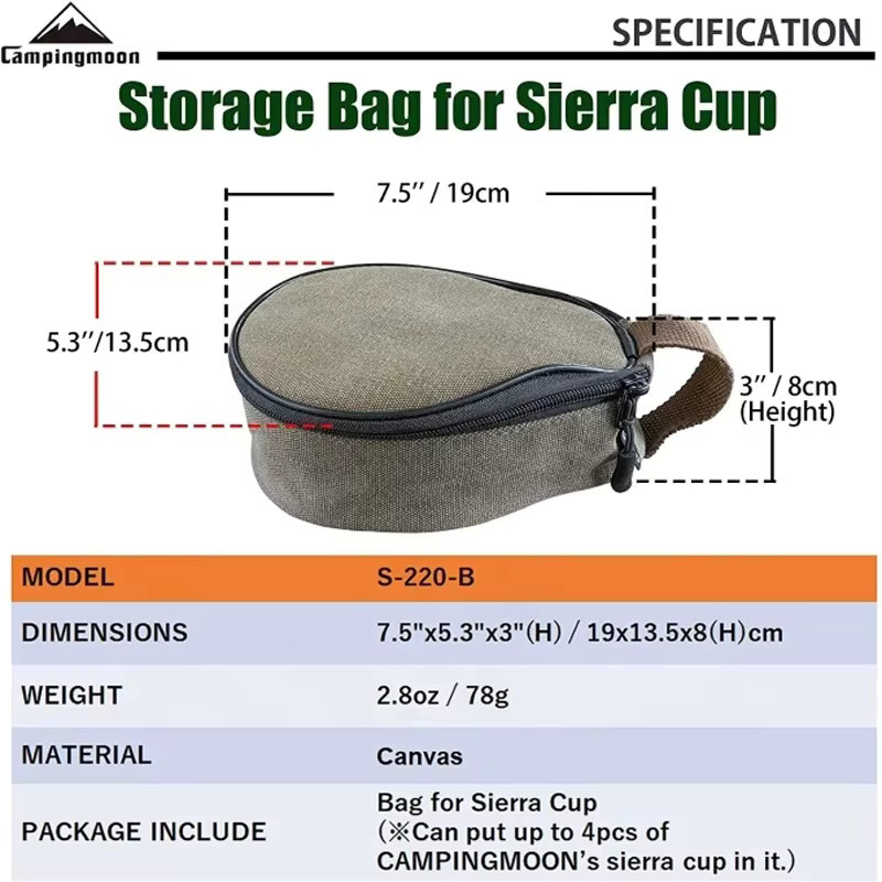 CAMPINGMOON S220-B Mini-Tasche aus Segeltuch für Outdoor und Camping, B/T/H: 21 x 15 x 9 cm - Bild 2