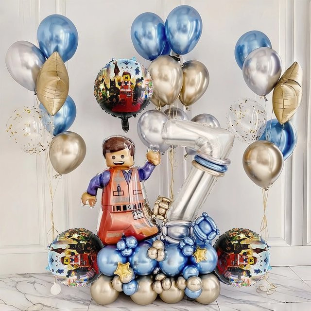 BEAST KINGDOM Cartoon-Baustein-Party-Ballon-Set, bunte Latex-Luftballons - Bild 1