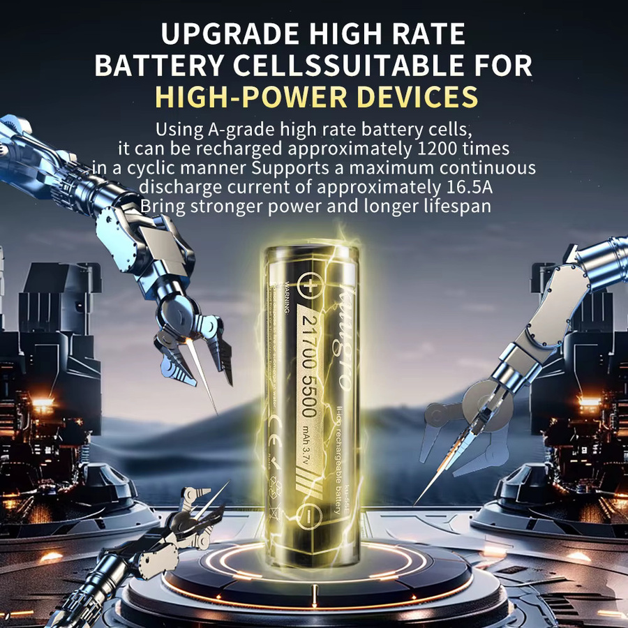 kuugro 21700 Hochleistungs-Akku 5500 mAh 3,7 V Schwarz - Bild 3