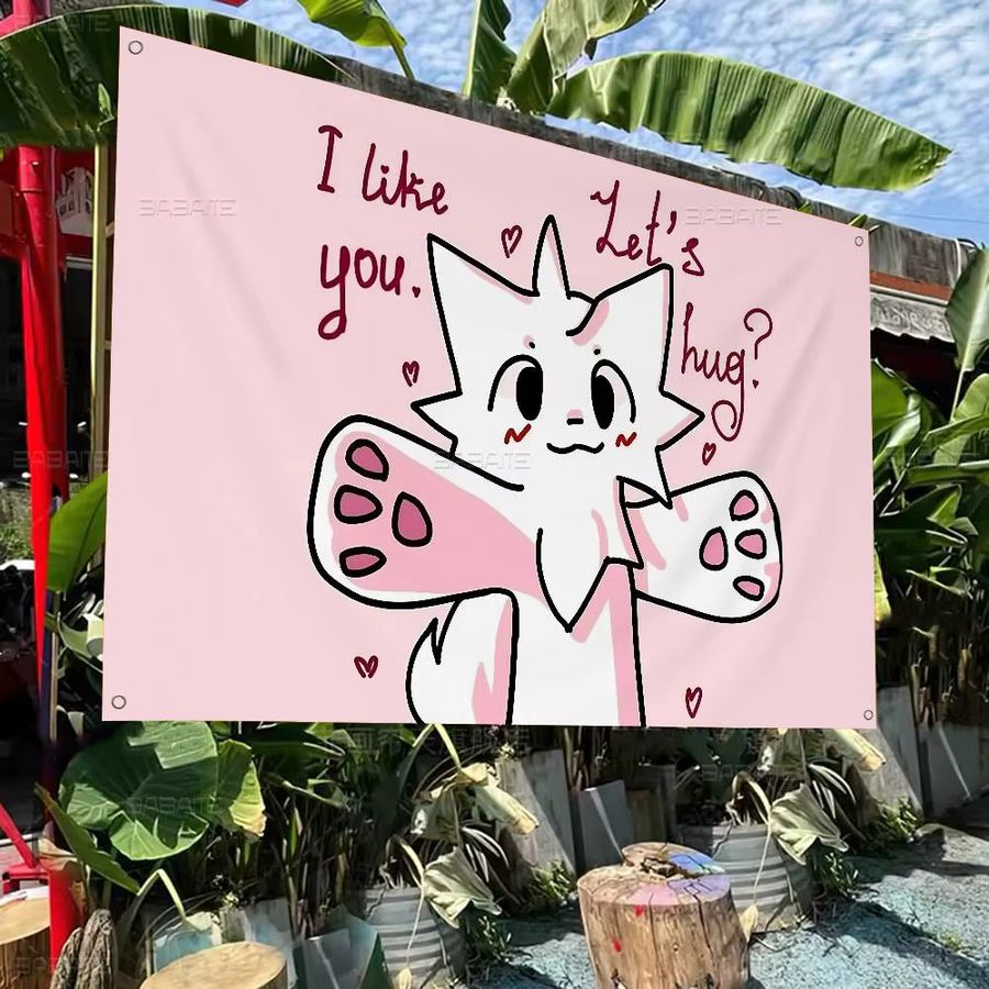 Potdemiel Boykisser Silly Cat Hängeflagge aus Polyester in Pink - Bild 2