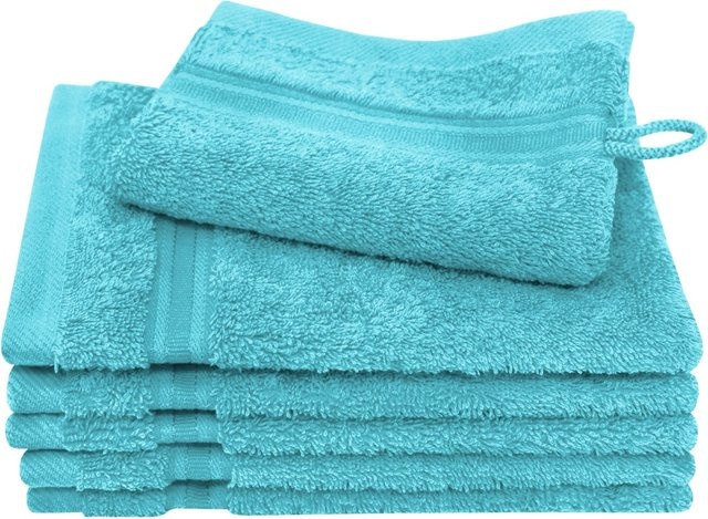 Dyckhoff Waschhandschuhset Siena Aqua, 6-teilig, Baumwolle, B/H: 16 x 21 cm - Bild 1