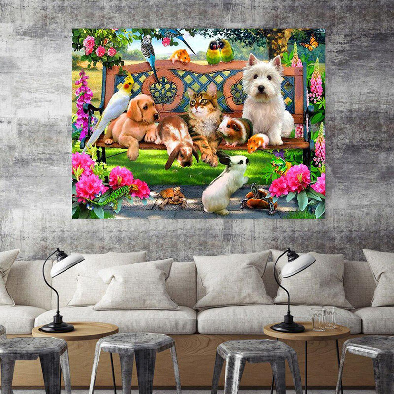 FIYO Diamant-Malerei Hund als Strass-Bild mit quadratischen Bohrern, mehrfarbig, B/H: 20 x 30 cm - Bild 2