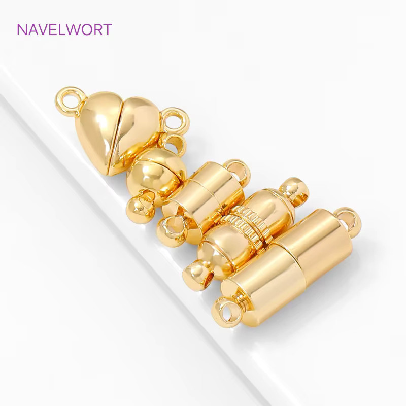 Charms Herz-Magnetverschlüsse, 18K vergoldetes Messing, Gold, Unisex - Bild 1