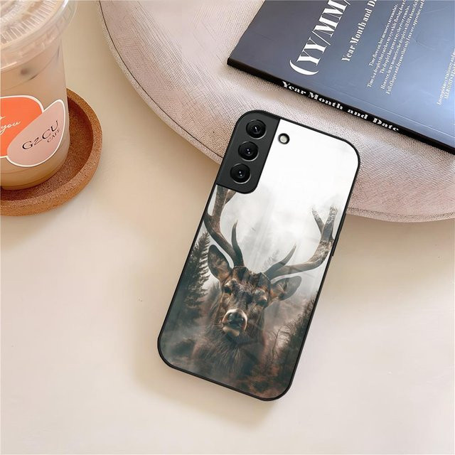Handyhülle mit Glas für Samsung Galaxy S26 S25 S24 S23 S22 S21 S20 Ultra Plus A16 A24 A55 A53 in Hirschjagd Camo Multicolor - Bild 1