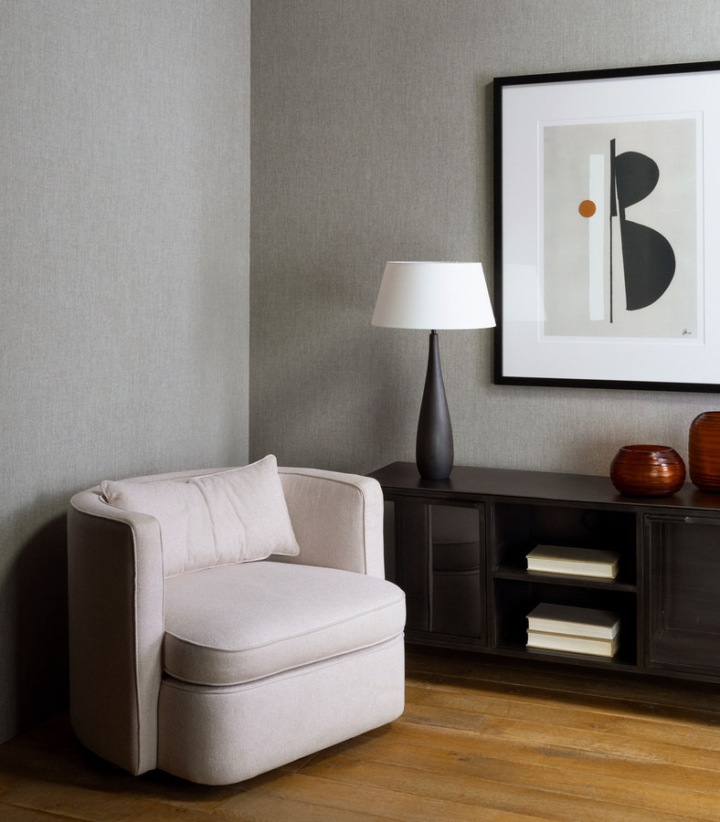 Flamant Wallpaper Terre De Lin Tweed in Grau mit Vliesbasis und mattem Finish - Bild 1