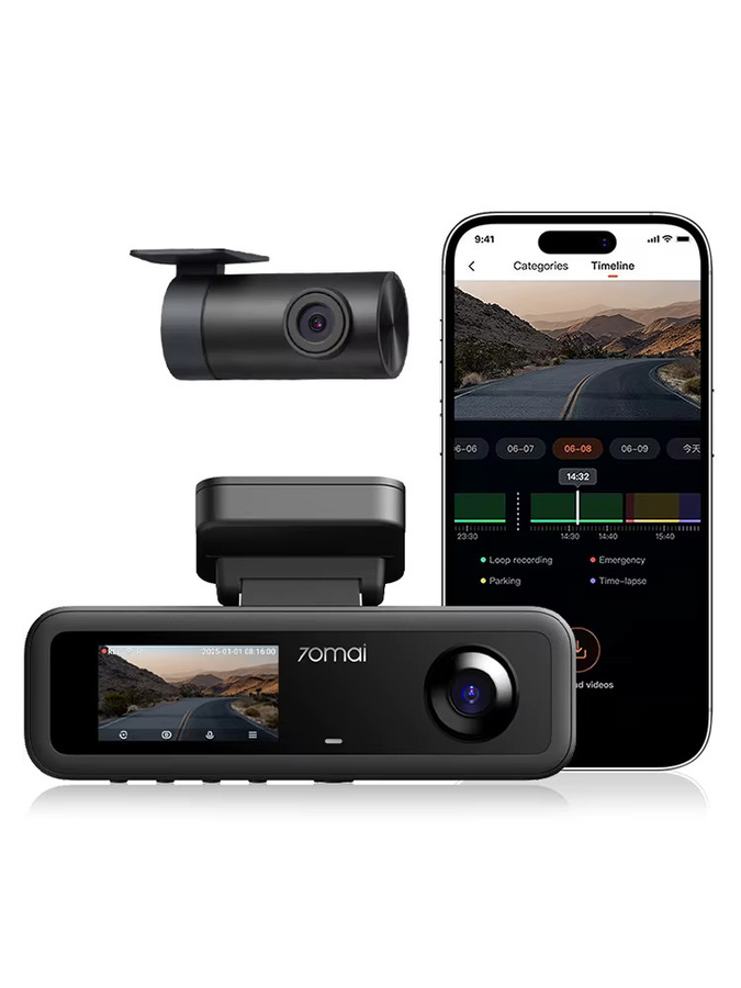 70mai Dashcam 4K T800E 3-Kanal Auto-DVR mit GPS und WLAN in Schwarz - Bild 5