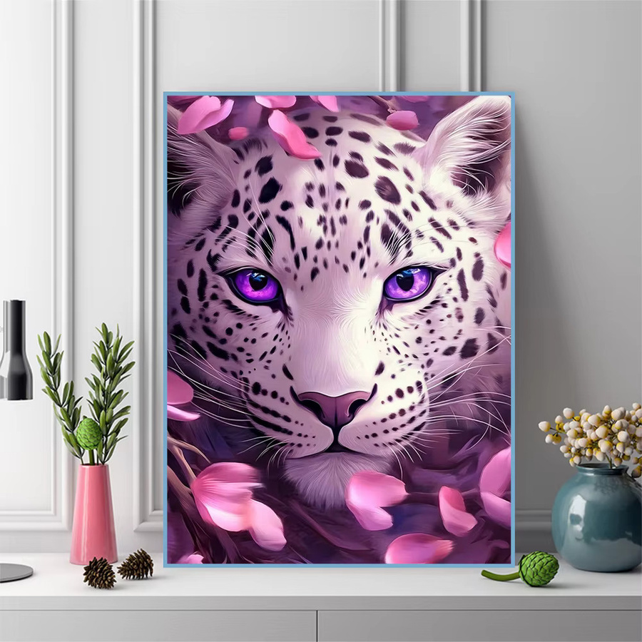 Evershine Diamantmalerei Leopard Bastelset mit rundem Strass-Mosaik für vollflächige Stickerei, B/H: 20 x 30 cm - Bild 3