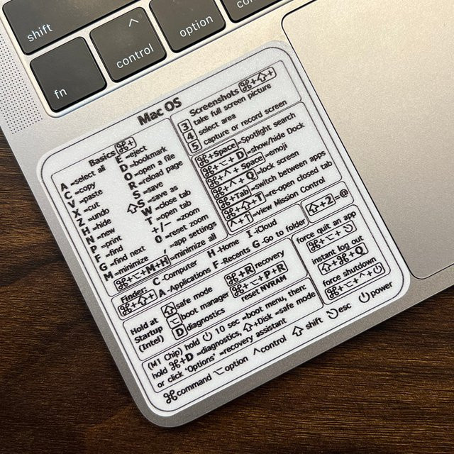 Kurzbefehl-Aufkleber für Apple Mac OS mit Tastenkombinationen für MacBook Pro und MacBook Air in Weiß - Bild 1