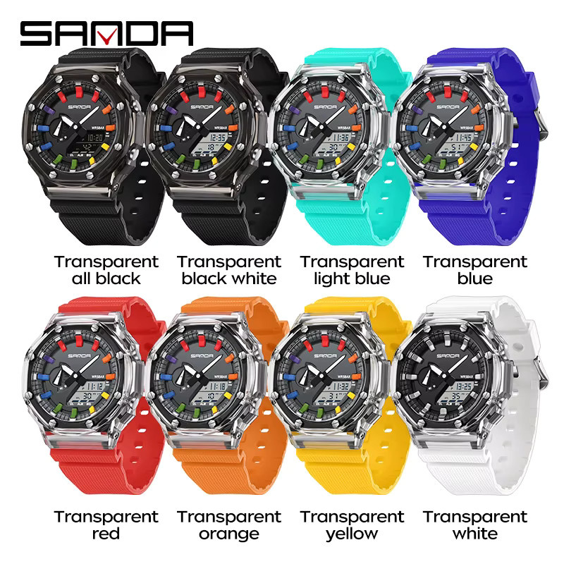 Sanda Digitaluhr, Quarz, Kunststoff, Schwarz, Unisex - Bild 2