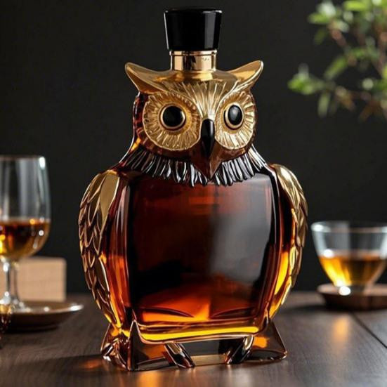 Dekorative Eulen-Whiskyflasche aus Borosilikatglas von zhutianb, transparente Tierkaraffe für deine Heimbar, 180 ml oder 350 ml - Bild 5