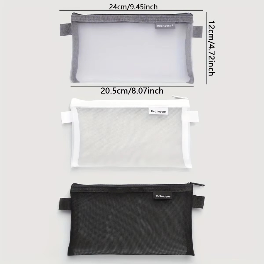 Multifunktionale Mesh-Feder Mäppchen mit Reißverschluss in Schwarz zur Aufbewahrung von Schreibwaren, Kosmetik und Reisezubehör - Bild 2