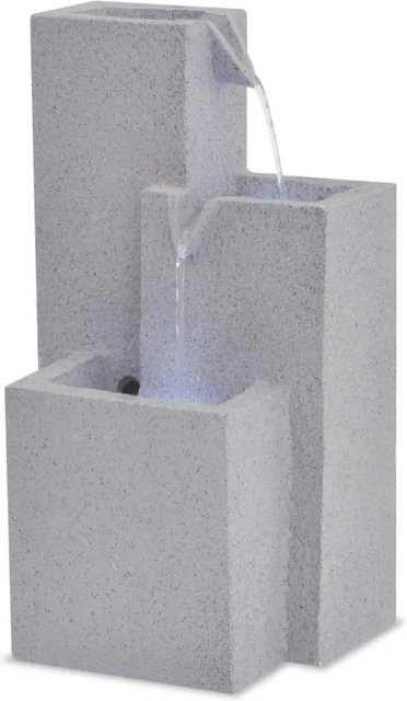 vidaXL Zimmerbrunnen aus Polyresin mit LED-Licht in Grau, B/T/H: 22,5 x 18 x 40,6 cm - Bild 1