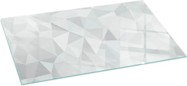 Tulup Glasplatte für Kamin mit abstraktem geometrischem Muster in Grau, B/H: 140 x 70 cm - Bild 1