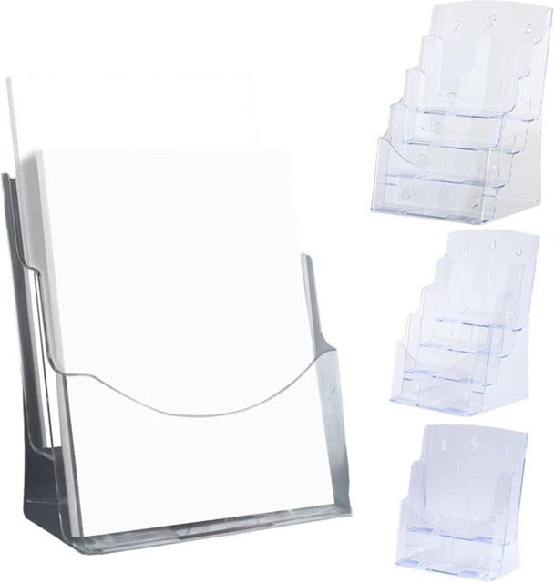 Transparenter Acryl Flyer-Ausstellungsständer mit Wandhalterung und Aufhängeloch für A4 A5 A6 Magazine in verschiedenen Schichten - Bild 1