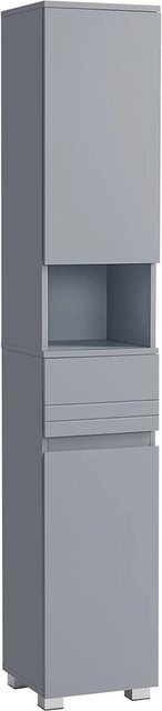 Vasagle Badezimmerschrank Grau mit Türen und Regalfächern, B/T/H: 30 x 30 x 170 cm - Bild 1