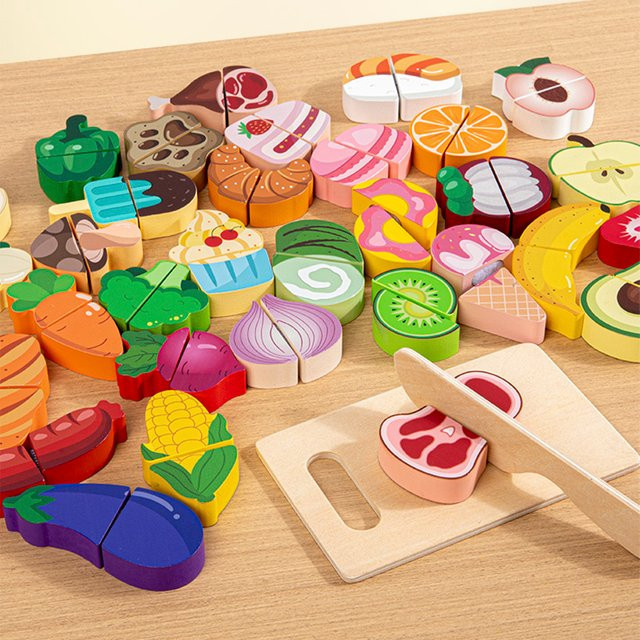 Lee's Sharing Küchenspielzeug Holz, Obst Gemüse Lebensmittel Set - Bild 1