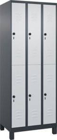 C+P Doppelstock-Spind Classic PLUS mit 3 Abteilen, Füße, Anthrazit/Grau, H x B x T: 195 x 75 x 50 cm - Bild 1