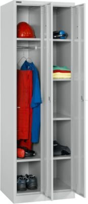 Schäfer Shop Select Garderobenspind Set, 2-teilig, grau, mit Kleiderstange, Böden und Zylinderschloss, B/T/H: 30,0 x 45,7 x 180,0 cm - Bild 1