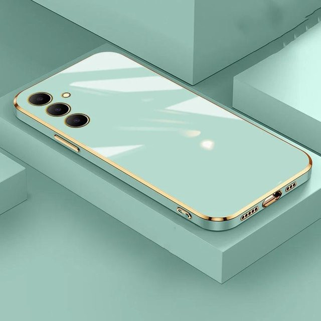 Galvanisierte quadratische Handyhülle für Samsung Galaxy A15 4G A25 A35 A05 A24 A34 A54 A52S A23 A33 A52 A04E A55 A32 in Transparent Grün - Bild 1