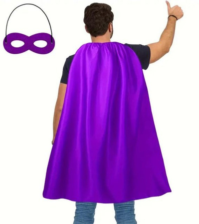 Fujmhyk Superhelden-Umhang mit Augenmaske, Halloween-Kostüm-Set, violett, 2-teiliges Set