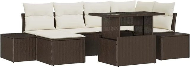 vidaXL Garten-Sofa-Set aus Poly Rattan in Braun mit 7 Teilen und integriertem Stauraum - Bild 1