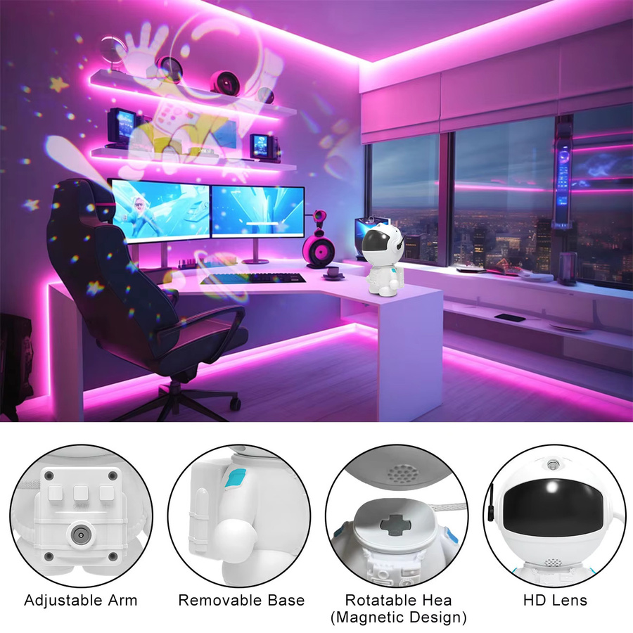 Leclstar Astronaut Galaxy Projektor mit 12/20 HD-Mustern als LED Sternenhimmel Nachtlicht in Weiß - Bild 5