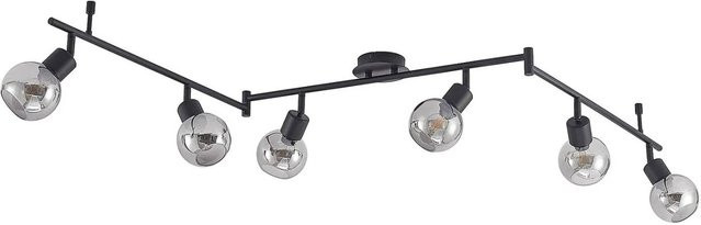 Lindby Strahler Eridia Modern 6-flammige Deckenleuchte aus Metall und Rauchglas in Schwarz mit E14 Fassung - Bild 1