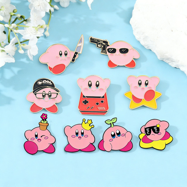 Bandai Kirby Pink Emaille-Pins, Charakter-Anstecknadeln, 4/5/9 Stück - Bild 1