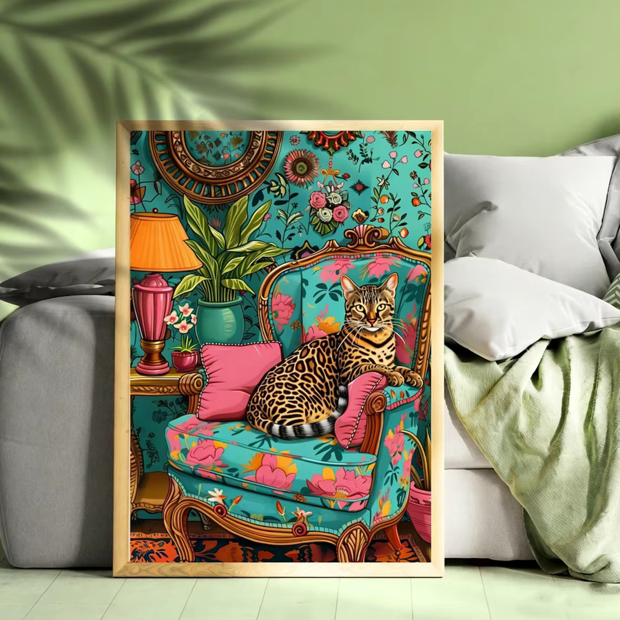 Bengal Cat Wandkunst von SHENCHEN – Maximalistischer Kunstdruck mit Leoparden-Motiv in Mehrfarbig, Rechteckig - Bild 3