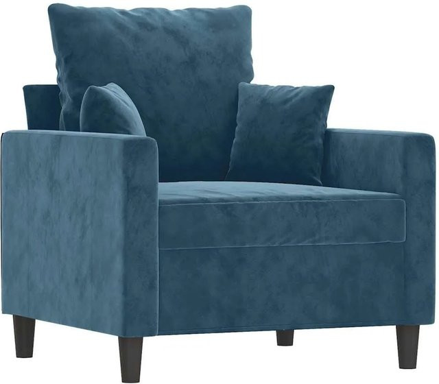 vidaXL Sessel Blau aus Samt mit Metallgestell und Armlehnen - Bild 1