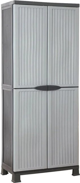 vidaXL Kunststoffschrank Grau mit Scharniertüren und Schloss B/T/H: 68 x 39 x 171,5 cm - Bild 1