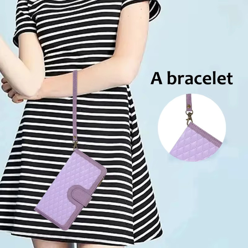 Luxus Leder-Umhängetasche und Brieftasche für Samsung Galaxy S24 S23 S22 Ultra Plus A54 A34 A25 A15 A14 5G in Schwarz und Lila - Bild 4