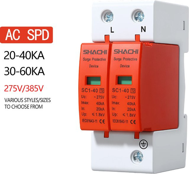 SHACHI AC SPD 2P Niederspannungs-Überspannungsableiter Haus-Blitzschutzgerät 20-40KA 30-60KA 275V 385V - Bild 1
