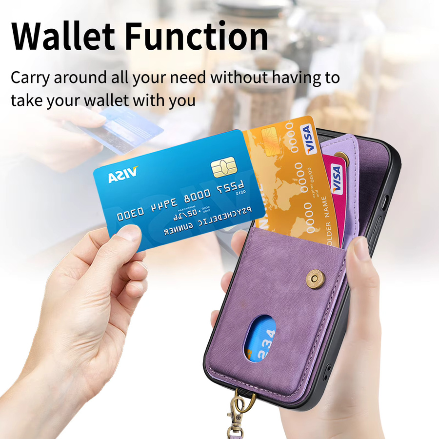 Luxuriöse magnetische Geldbörse-Schutzhülle mit Kartenhalter für Samsung Galaxy S26 Ultra, S25, S24 und S23 Ultra in Purple - Bild 4
