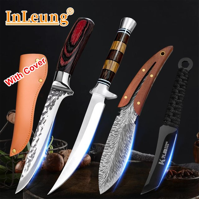 InLeung Professionelles Ausbeinmesser aus Edelstahl mit Holzgriff in Silber und Braun zum Filetieren von Fleisch und Fisch - Bild 1