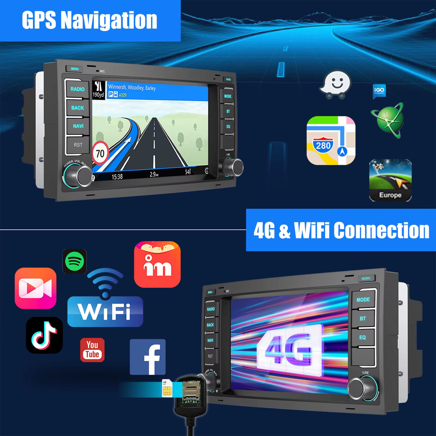 ESSGOO Android 15 Autoradio mit 7 Zoll Touchscreen für VW Touareg 2003–2010 und T5 Multivan/Transporter 2003–2015, Schwarz, mit Wireless CarPlay, Android Auto, GPS, Bluetooth und Navigation - Bild 5
