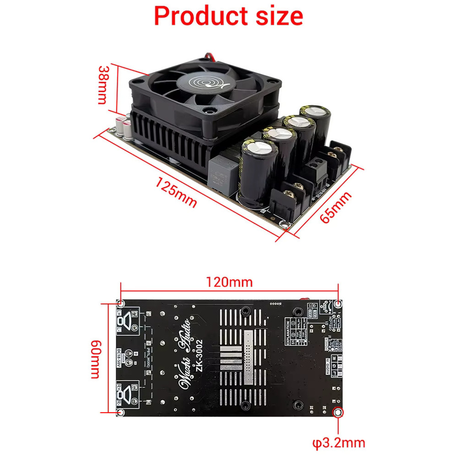 Diymore ZK-3002 Digitaler Verstärker TPA3255 Stereo Bi-Channel Mono 600W Audio Musik Leistungsverstärker-Board in Schwarz - Bild 3