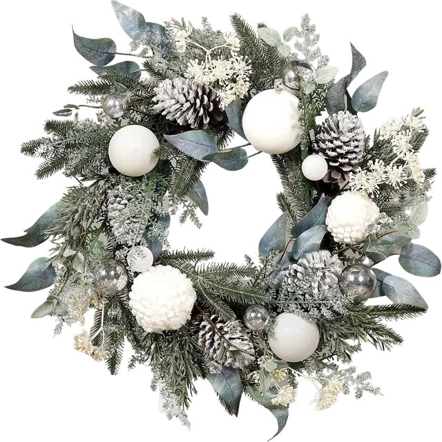 Künstlicher Weihnachtskranz Emmanuelle von Aplanta in Weiß, Durchmesser: 60 cm - Bild 1